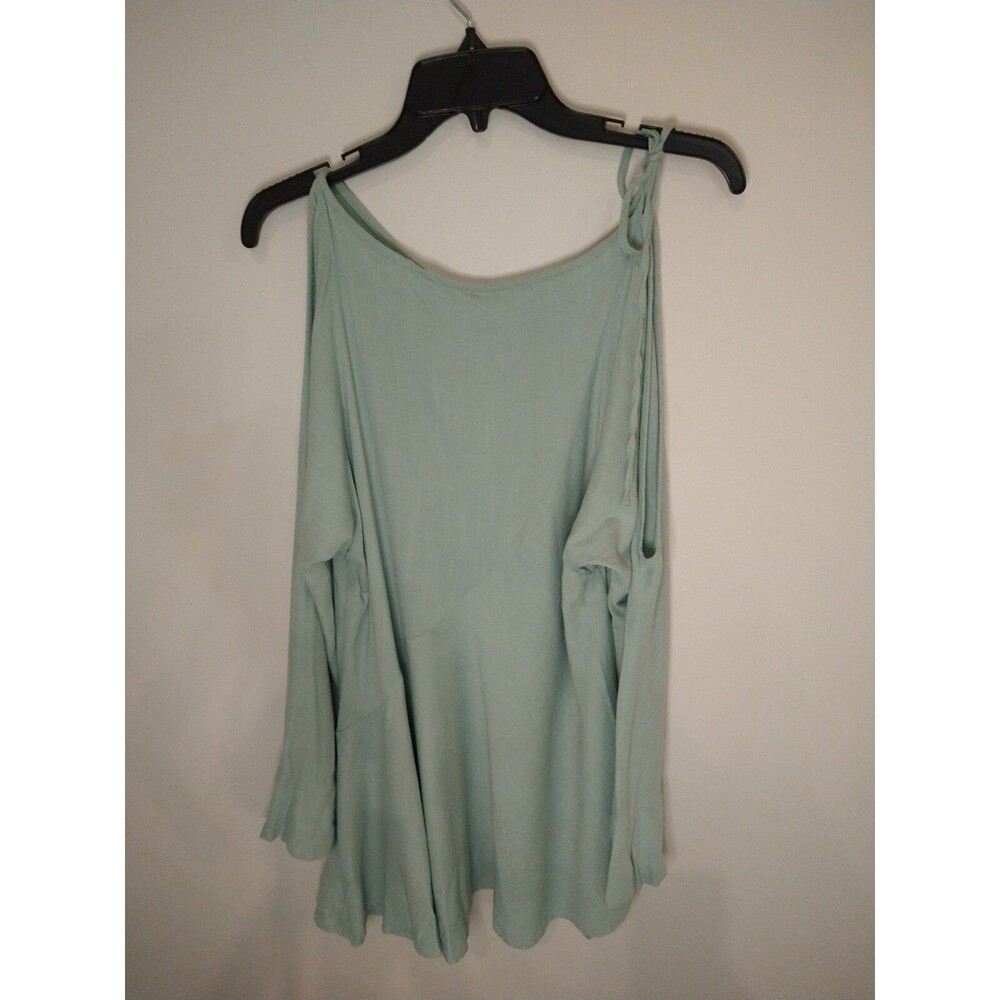 Free people cold shoulder blue green top Sm Boho Feminine Cottagecore - Picture 3 of 10